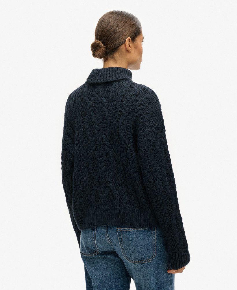 kabelgebreide coltrui in eclipse navy