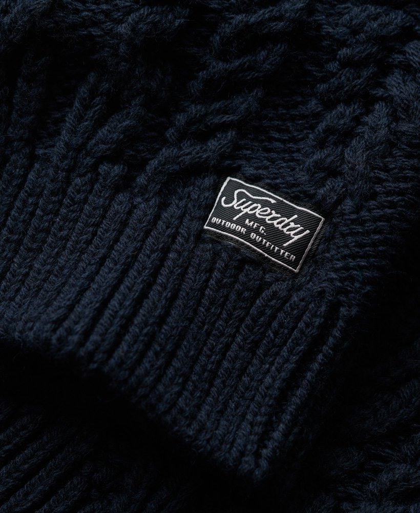 kabelgebreide coltrui in eclipse navy