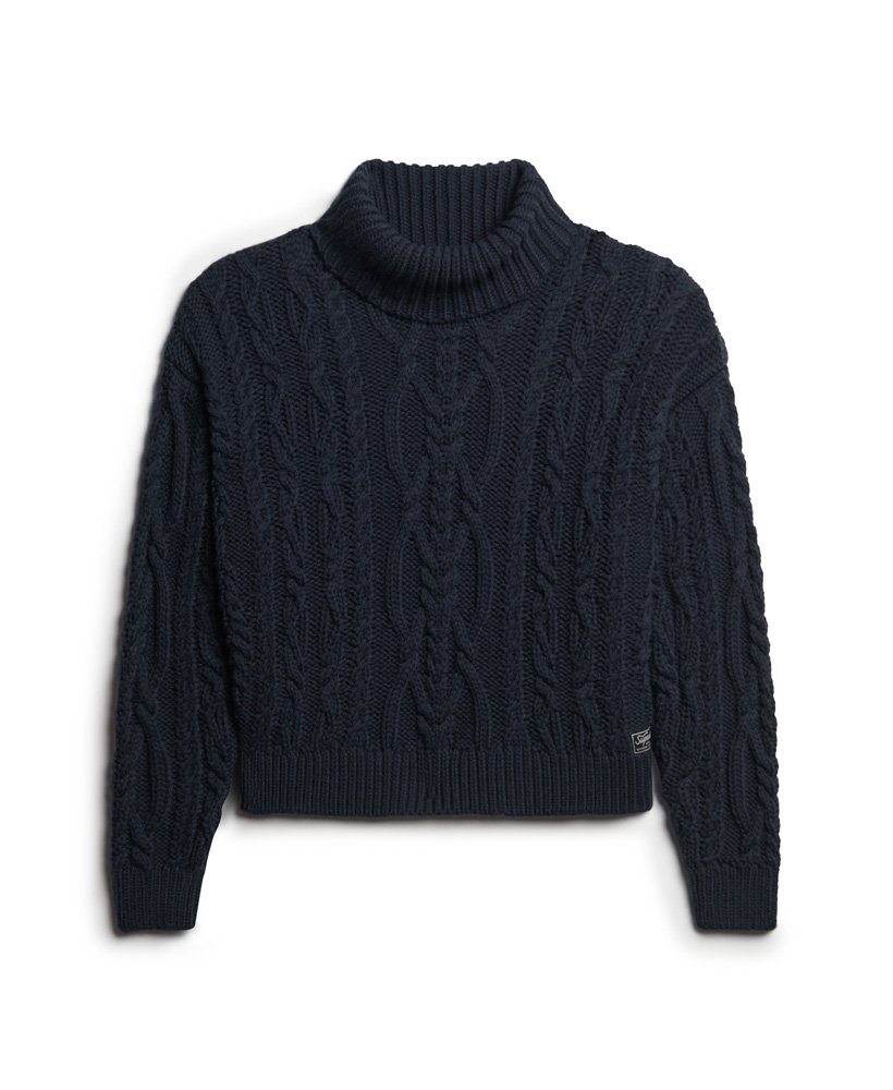 kabelgebreide coltrui in eclipse navy