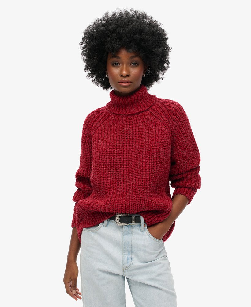 slouchy gebreide coltrui in rouge marl.