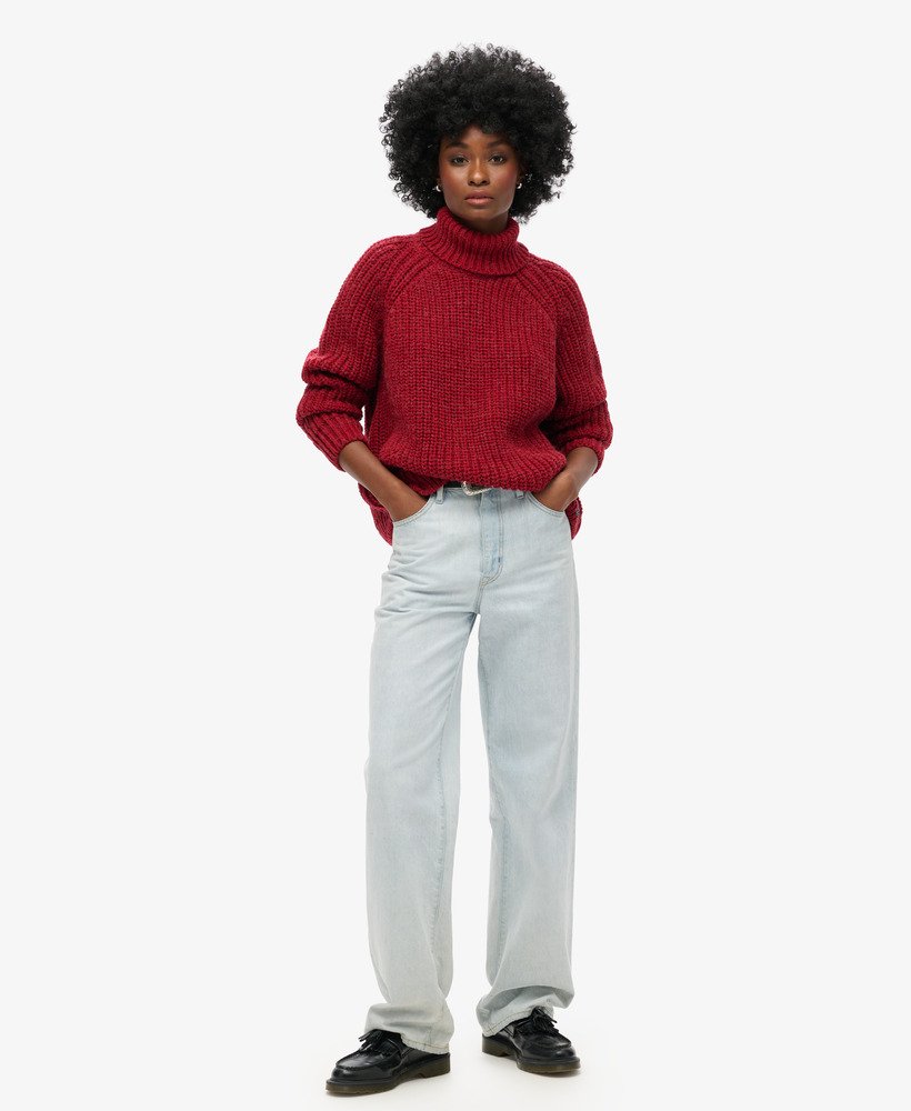 slouchy gebreide coltrui in rouge marl.