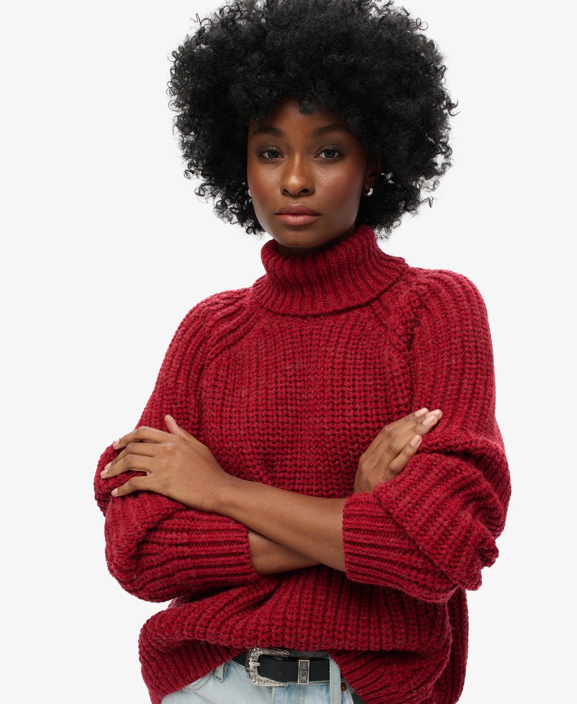 slouchy gebreide coltrui in rouge marl.