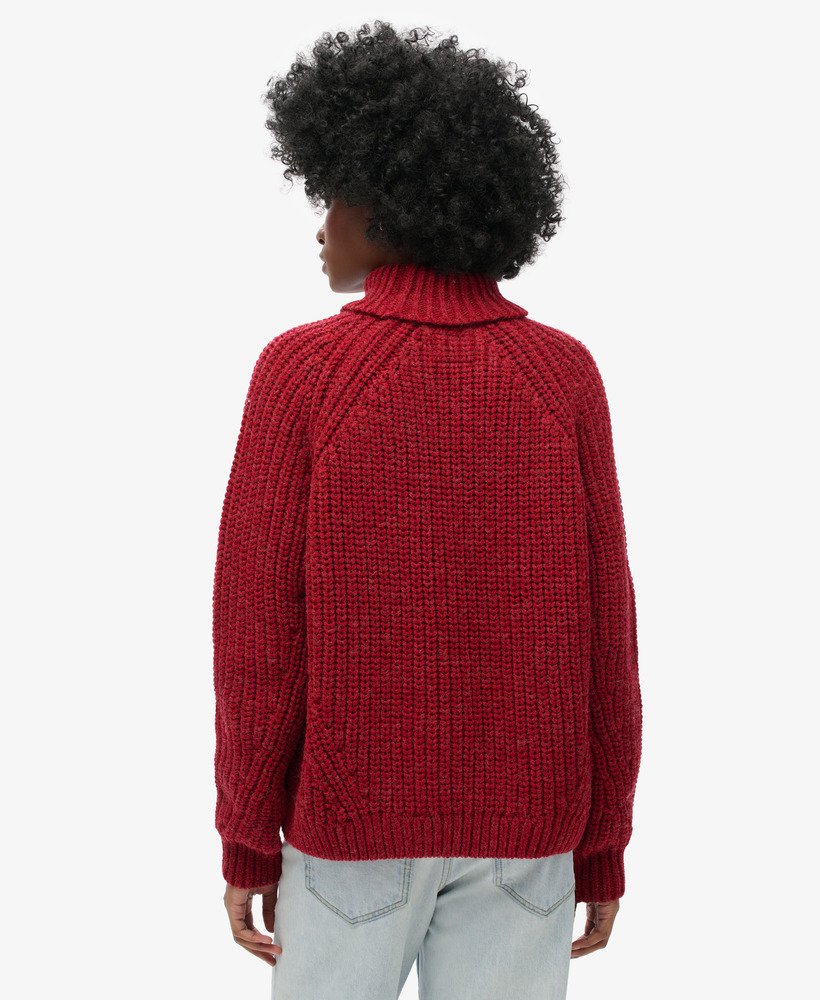slouchy gebreide coltrui in rouge marl.