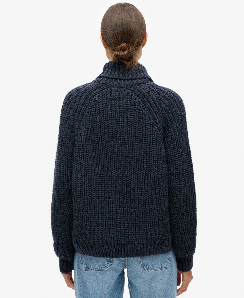 slouchy gebreide coltrui in marineblauw gemêleerd