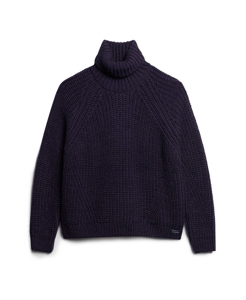 slouchy gebreide coltrui in marineblauw gemêleerd