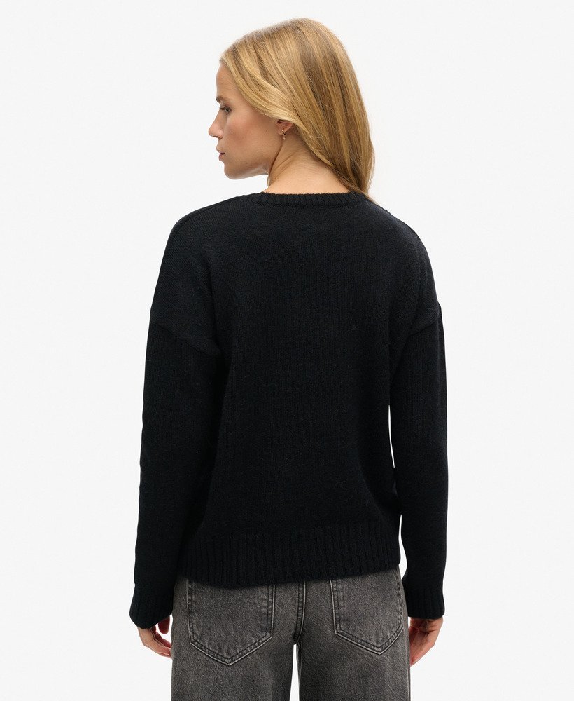essentiële trui met ronde hals in eclipse navy