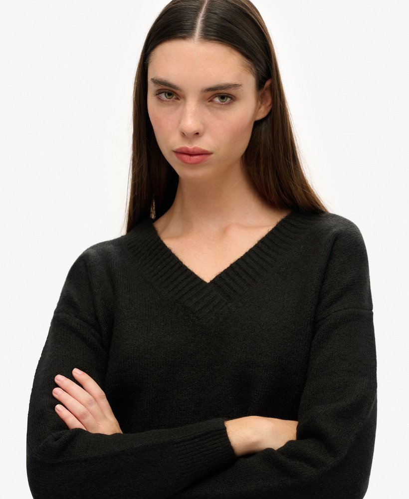 oversized v-hals trui in zwart