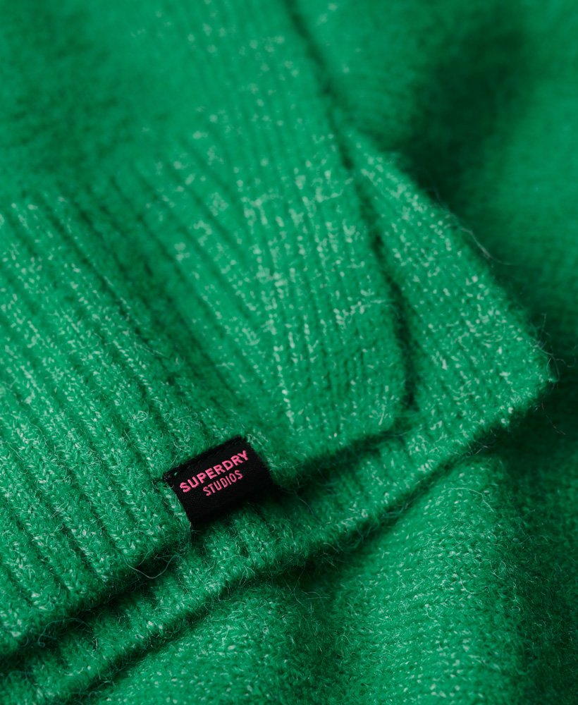 oversized v-hals trui in levendig groen gemêleerd