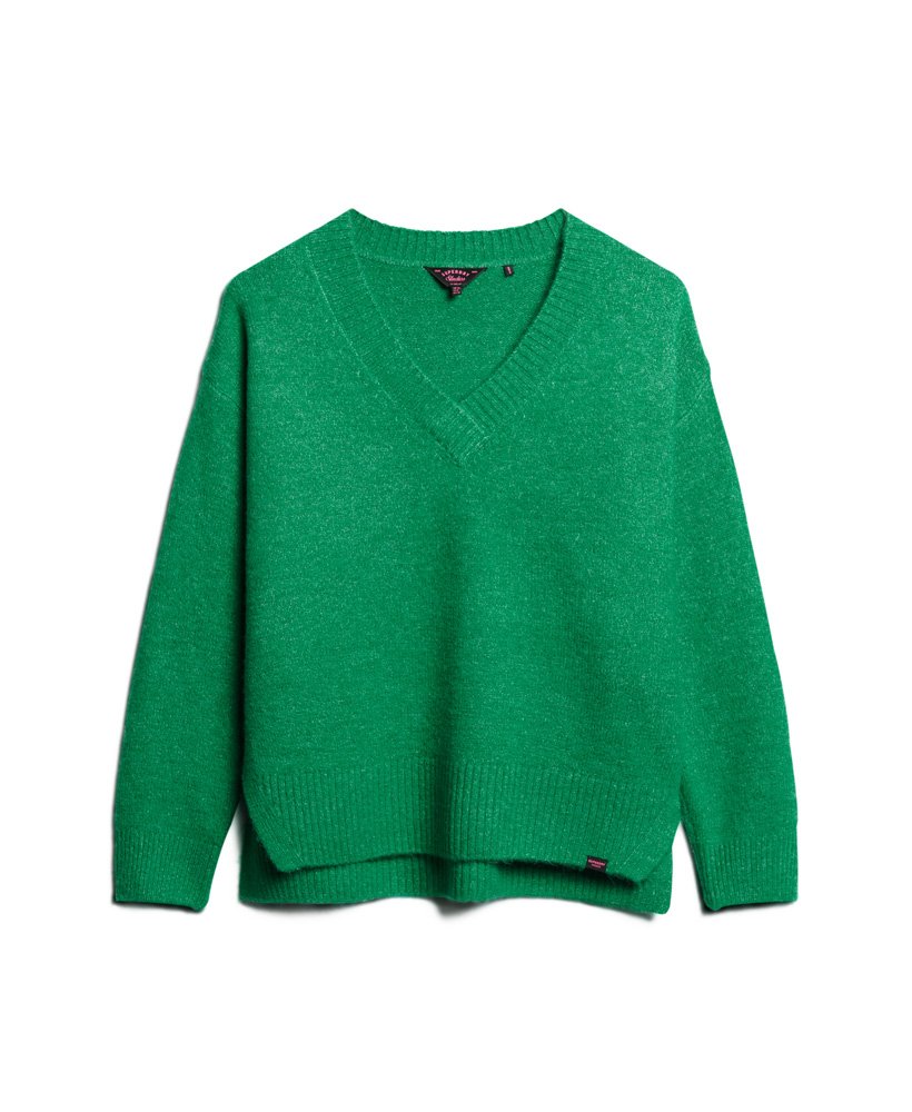 oversized v-hals trui in levendig groen gemêleerd