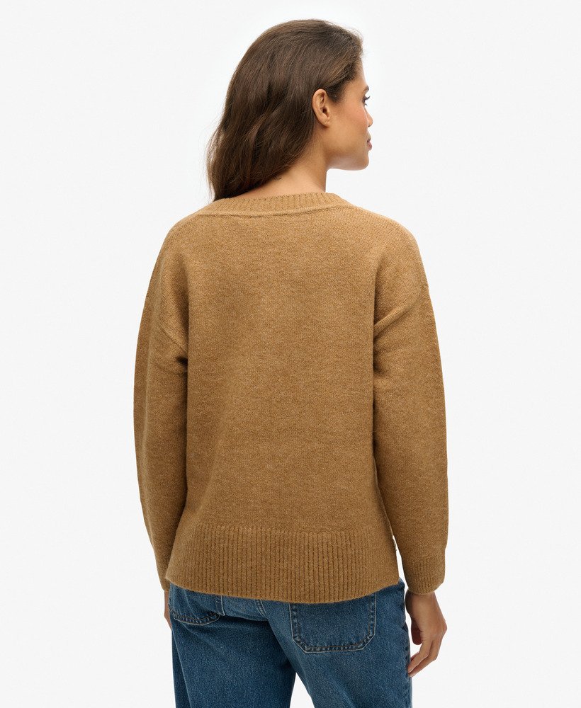 oversized v-hals trui in corps beige marl