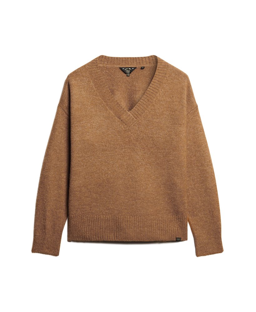 oversized v-hals trui in corps beige marl