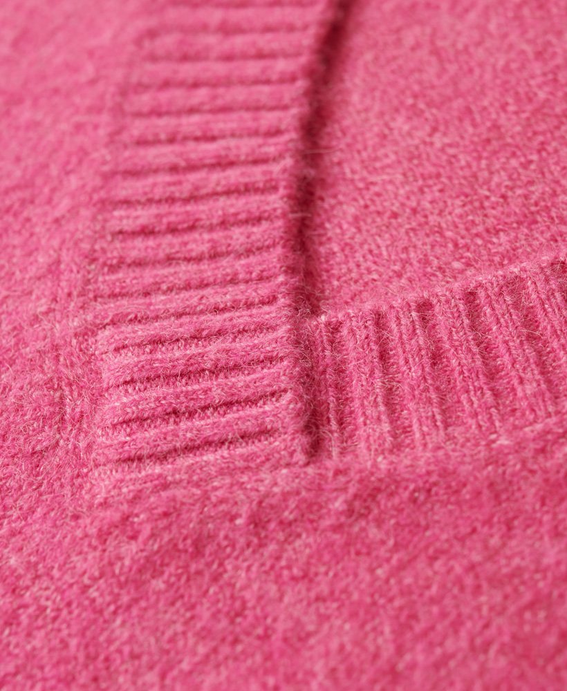 oversized v-hals trui in gemêleerd roze.