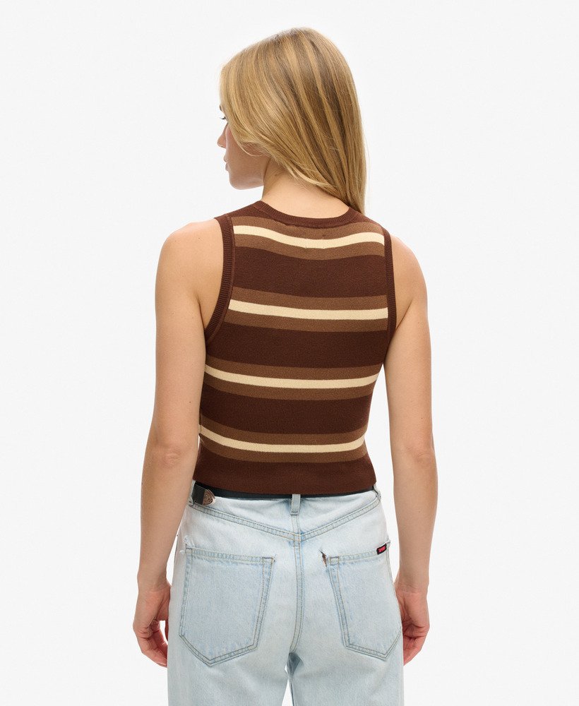 fijn gebreide tanktop in bizonbruinmarsepein.