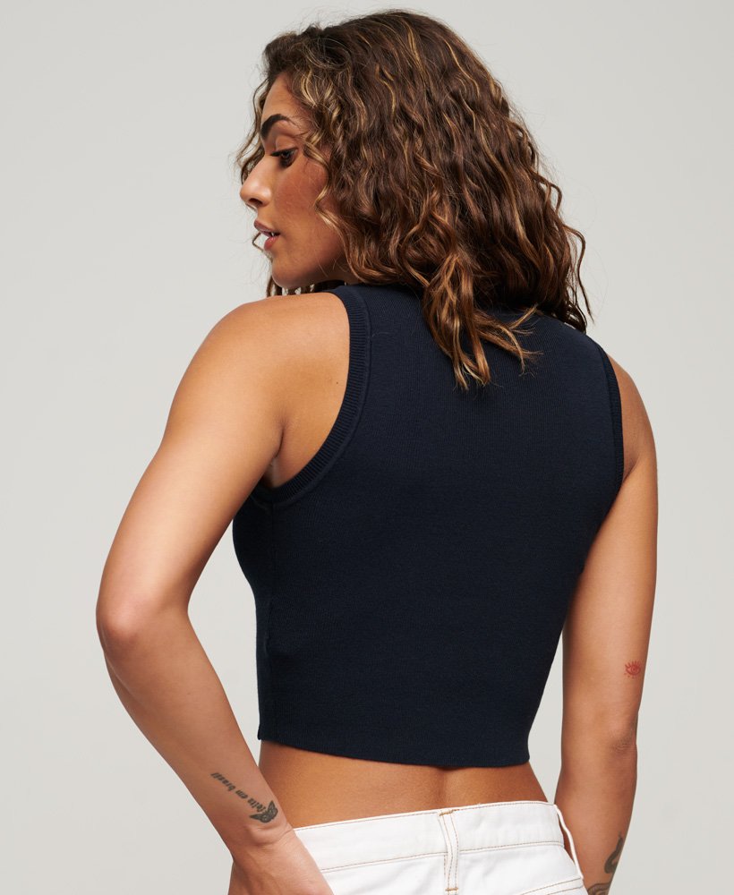 fijn gebreide tanktop in eclipse navy