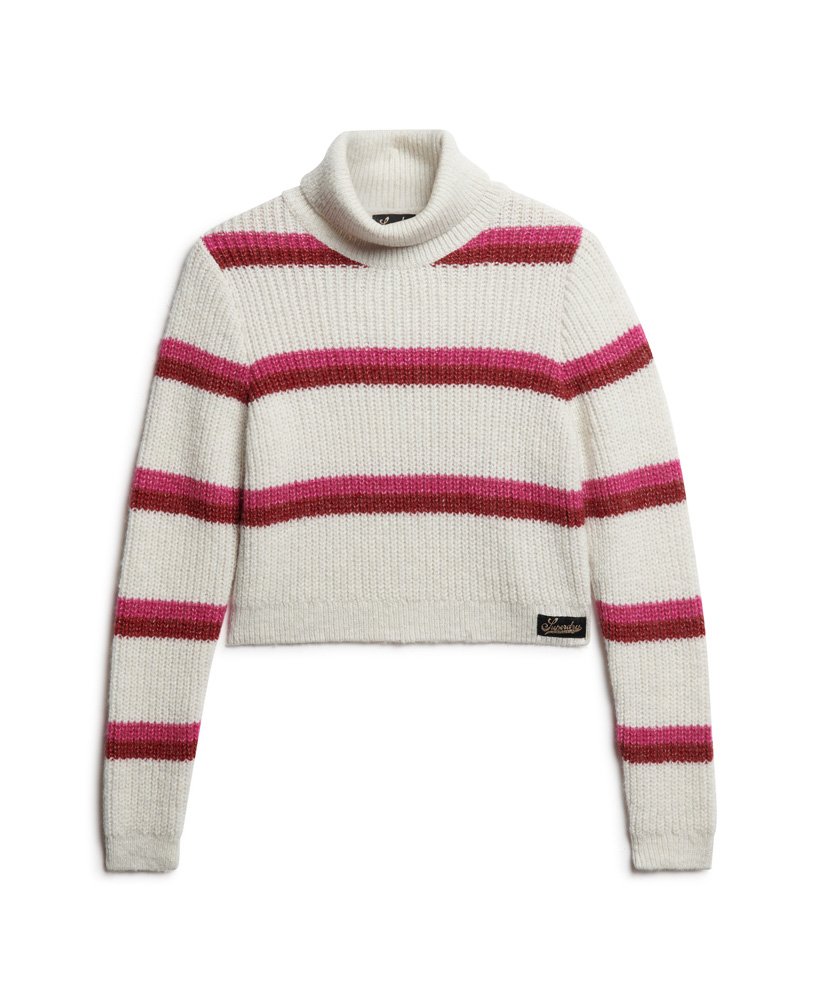 gestreepte cropped coltrui in roze yarrow stripe
