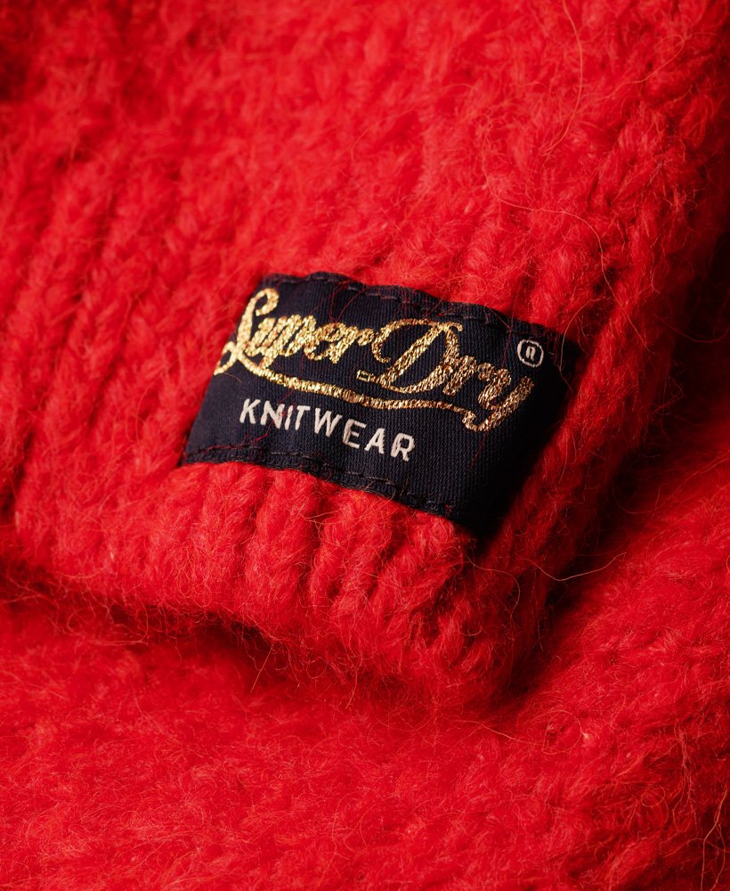vintage gebreide crop-trui met textuur in vuurhemels oranje.