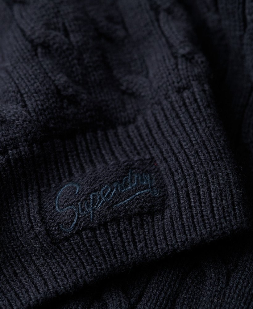 oversized kabeltrui met v-hals in eclipse navy