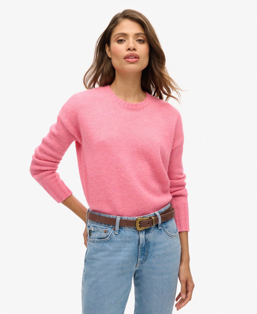 essentiële trui met ronde hals in roze