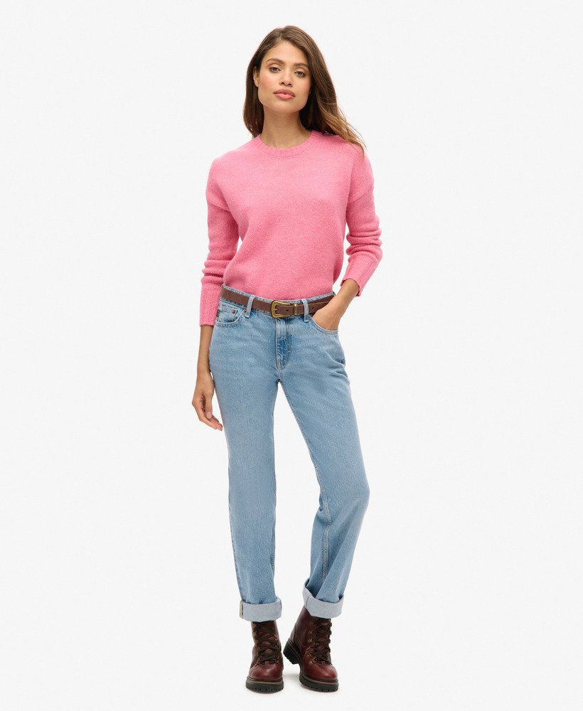 essentiële trui met ronde hals in roze