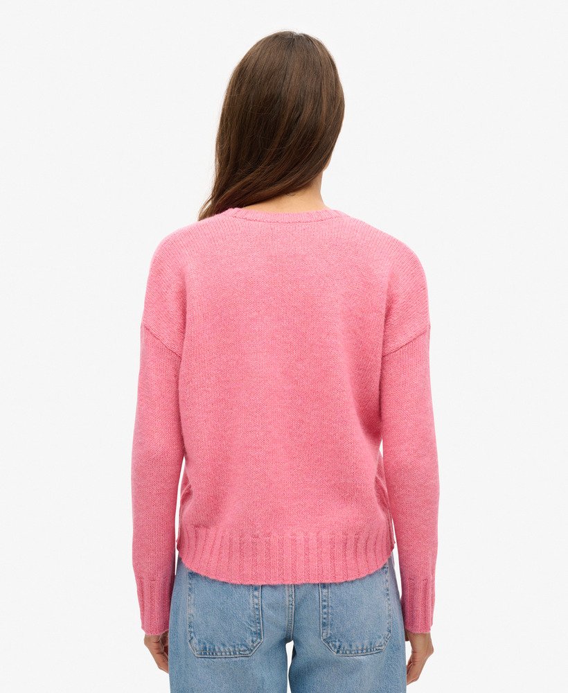 essentiële trui met ronde hals in roze