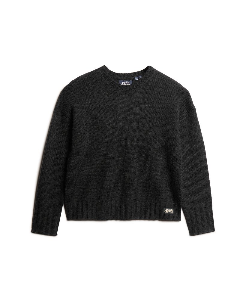 essentiële trui met ronde hals in de kleur trueest navy.