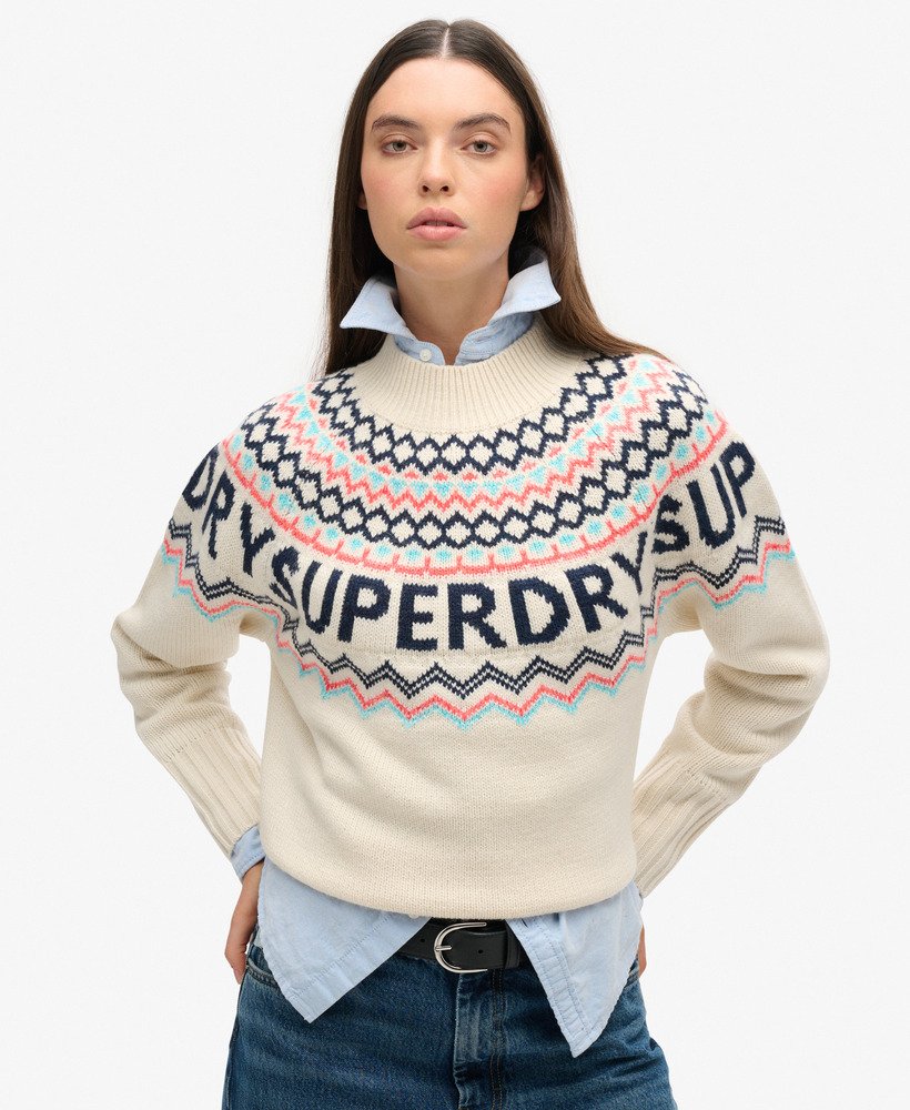 fairisle merktrui in island ecru multi