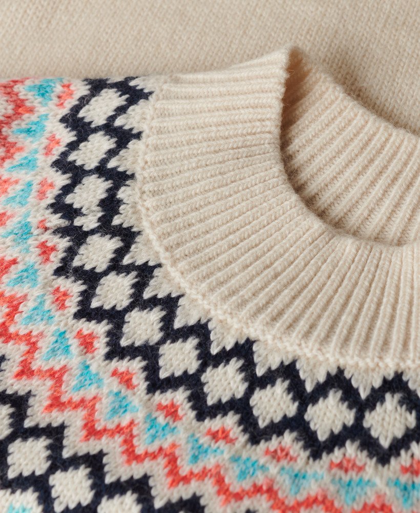 fairisle merktrui in island ecru multi
