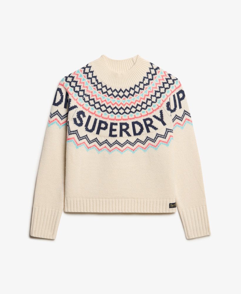 fairisle merktrui in island ecru multi