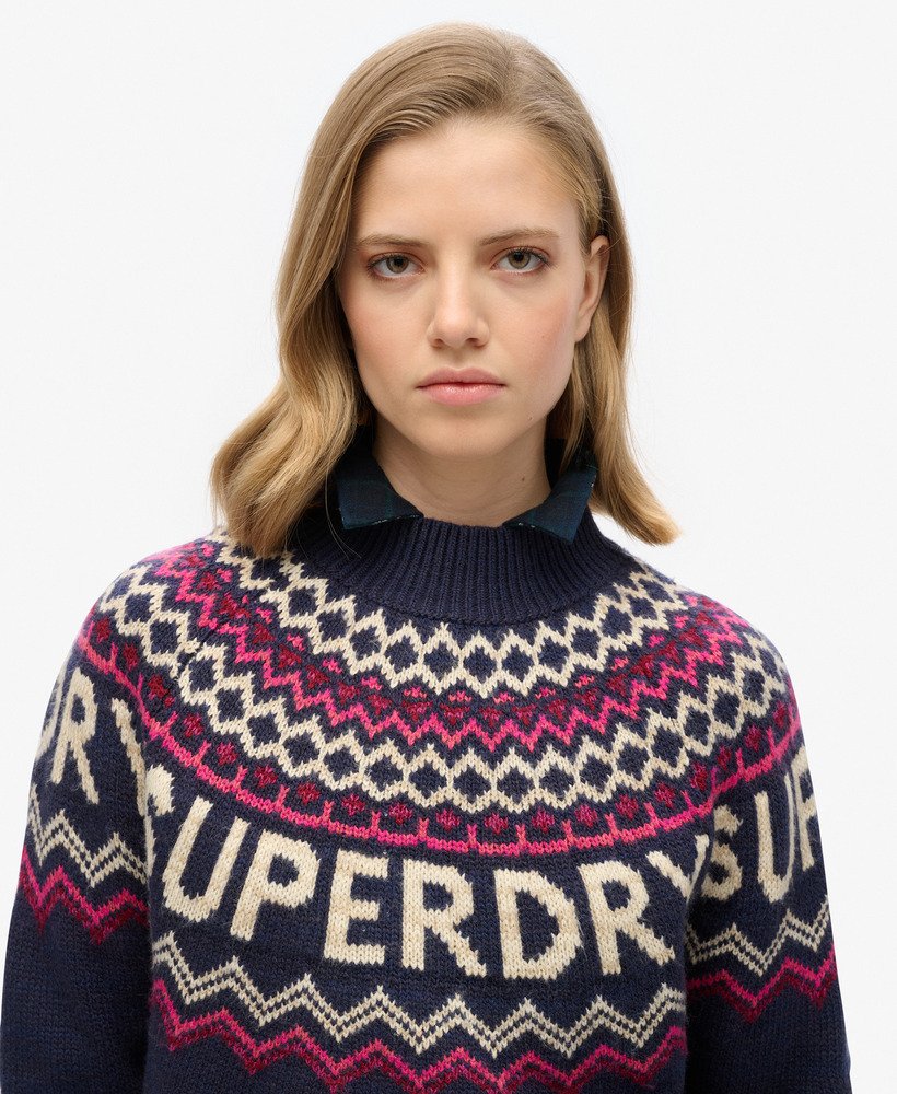 fairisle merktrui in island navy multi
