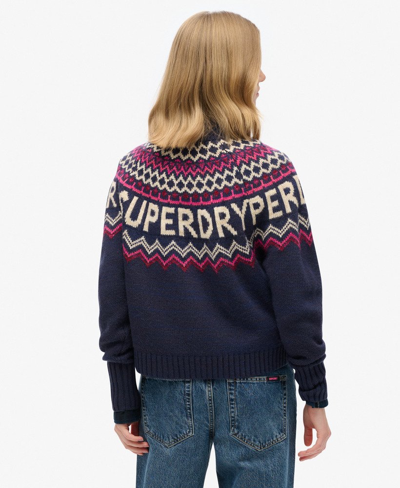 fairisle merktrui in island navy multi