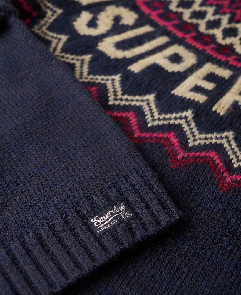 fairisle merktrui in island navy multi