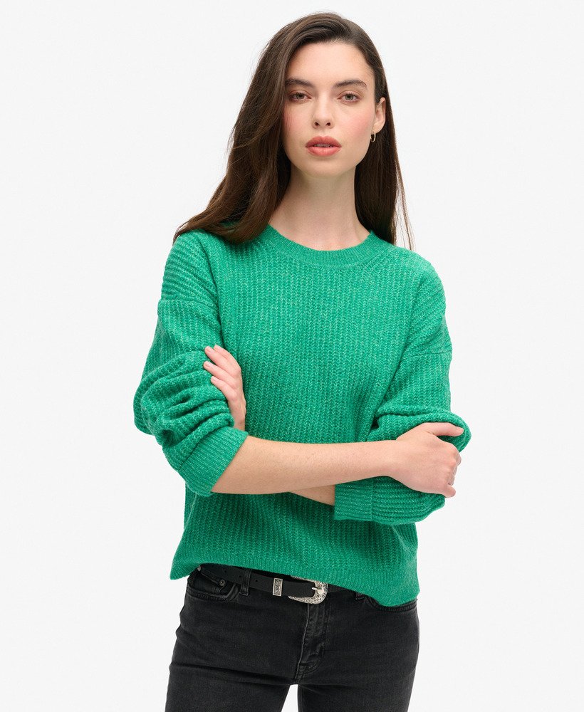 trui met ronde hals en geborstelde afwerking in drop kick green twist