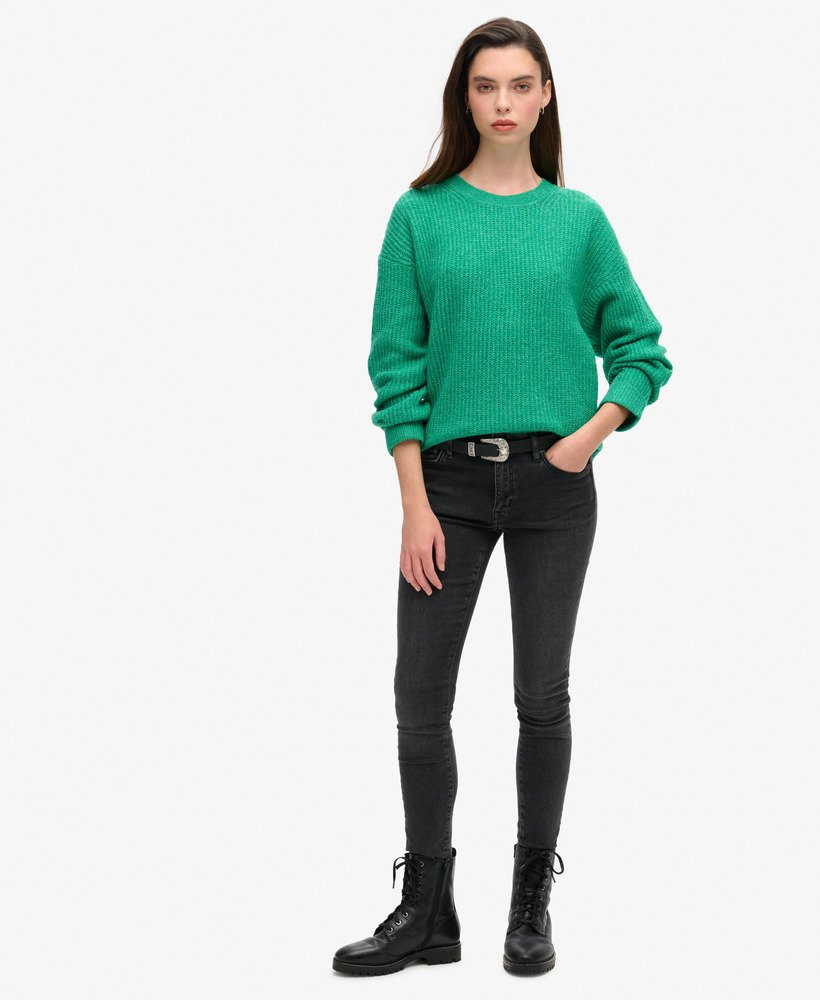 trui met ronde hals en geborstelde afwerking in drop kick green twist