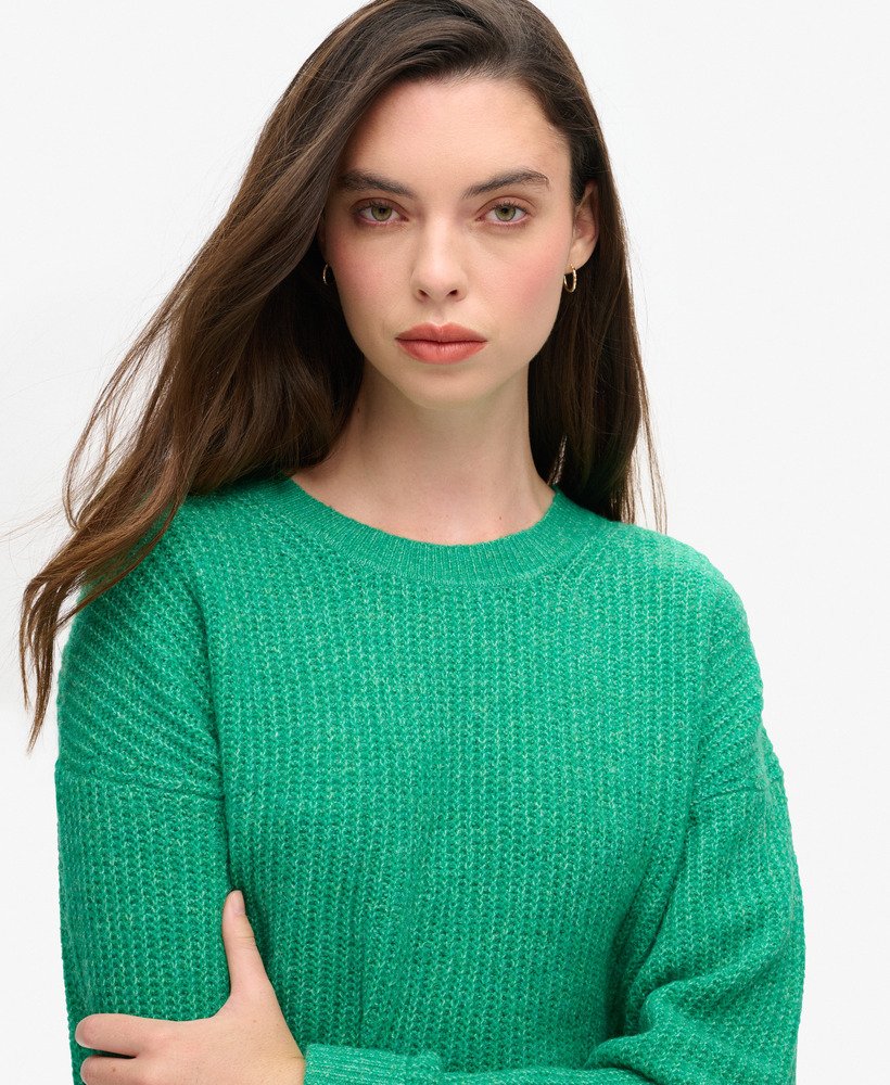 trui met ronde hals en geborstelde afwerking in drop kick green twist
