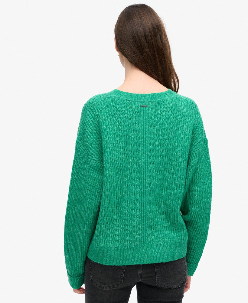 trui met ronde hals en geborstelde afwerking in drop kick green twist