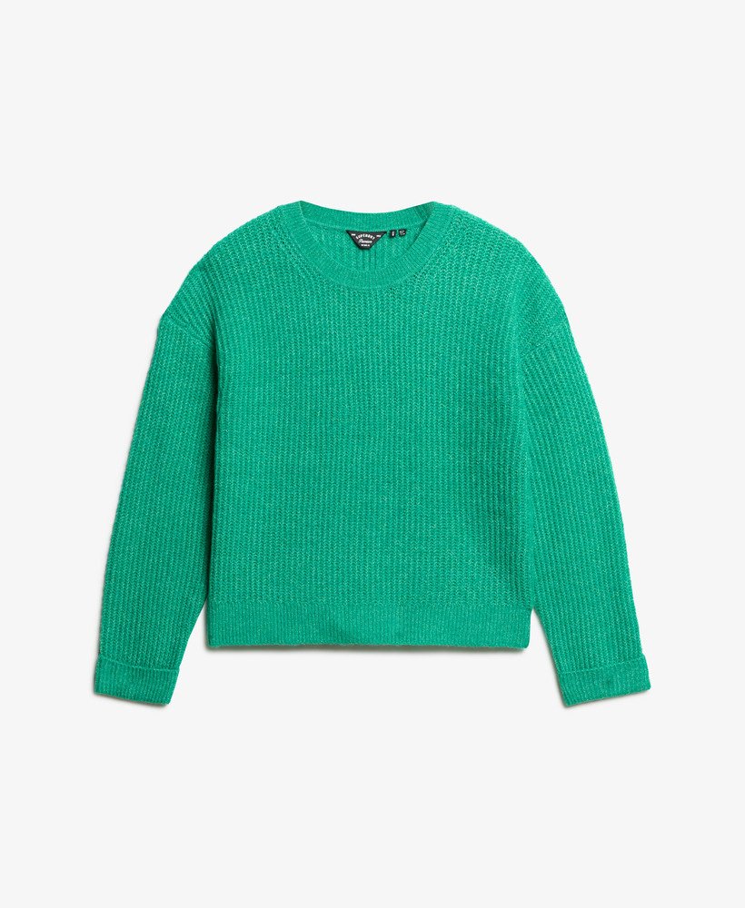 trui met ronde hals en geborstelde afwerking in drop kick green twist