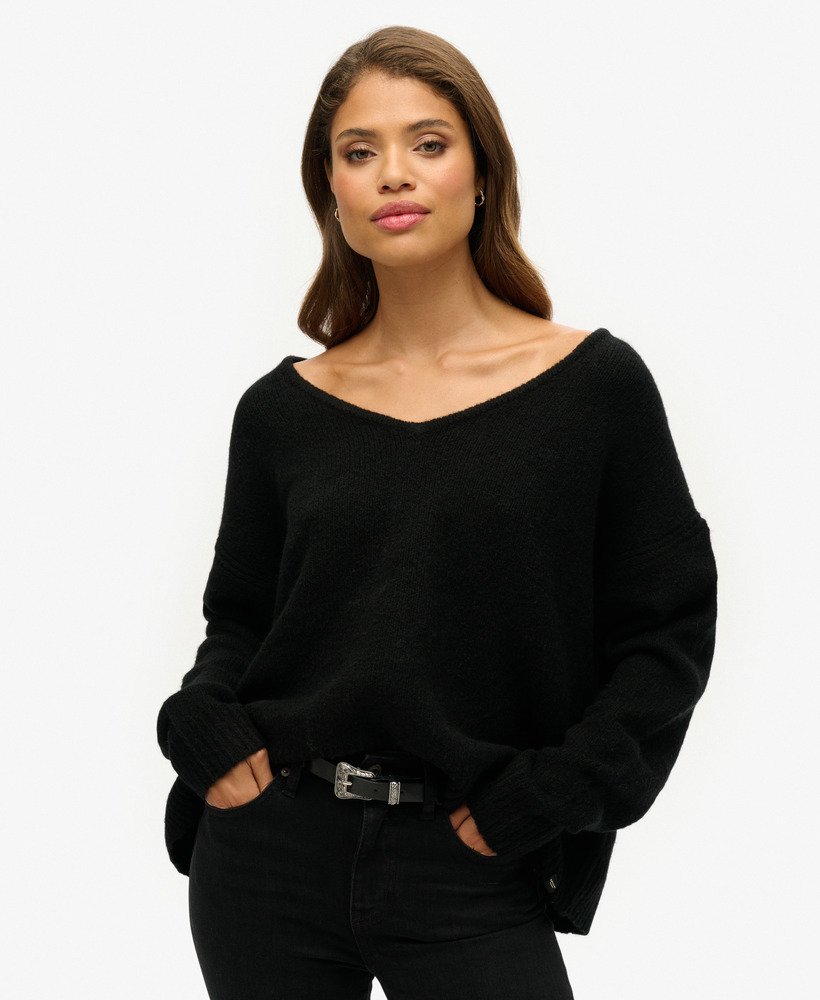 oversized v-hals trui in zwart
