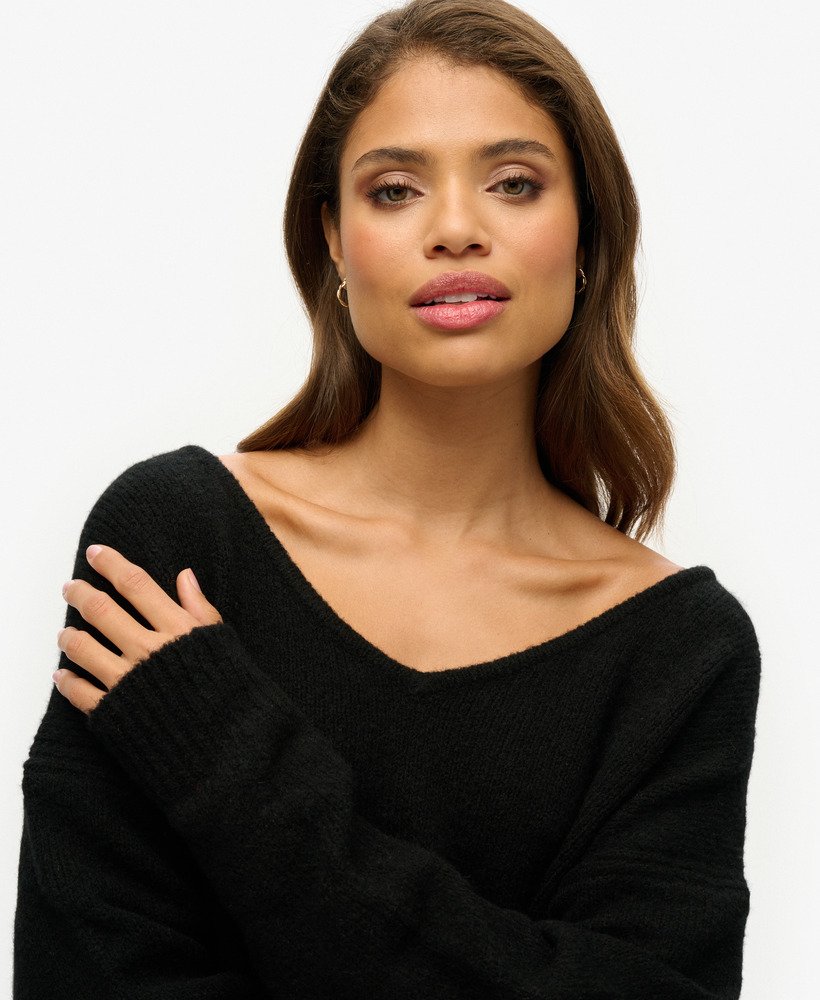oversized v-hals trui in zwart