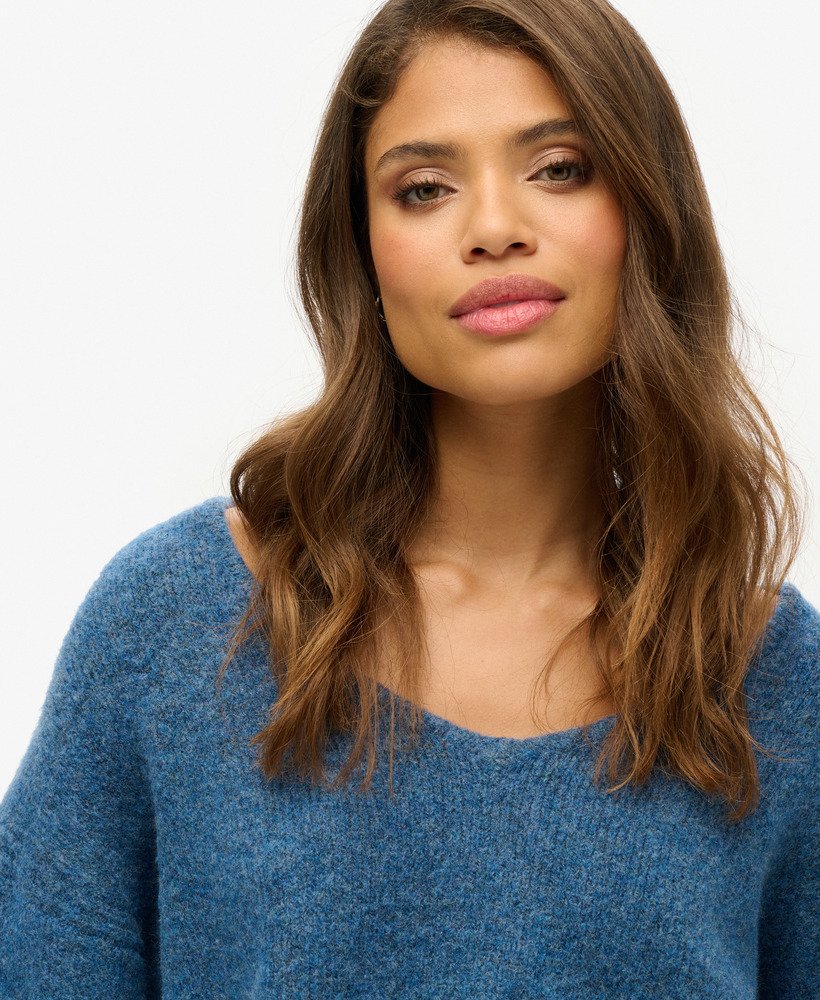 oversized v-hals trui in admiral blue twist