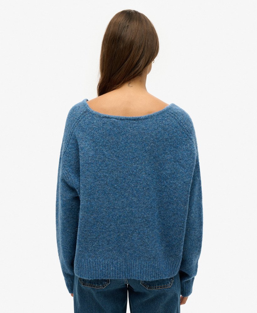 oversized v-hals trui in admiral blue twist