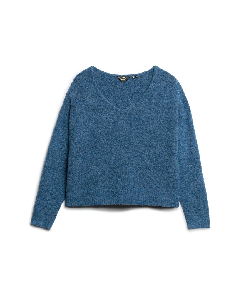 oversized v-hals trui in admiral blue twist
