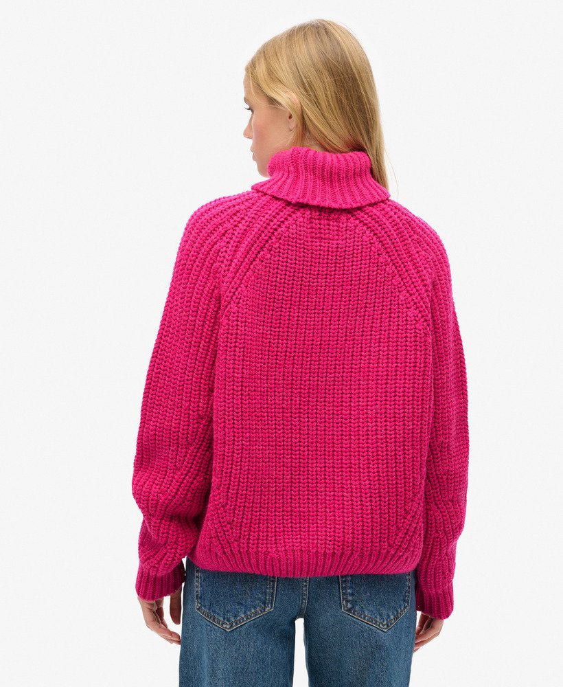slouchy gebreide coltrui in hypermagenta roze gemêleerd