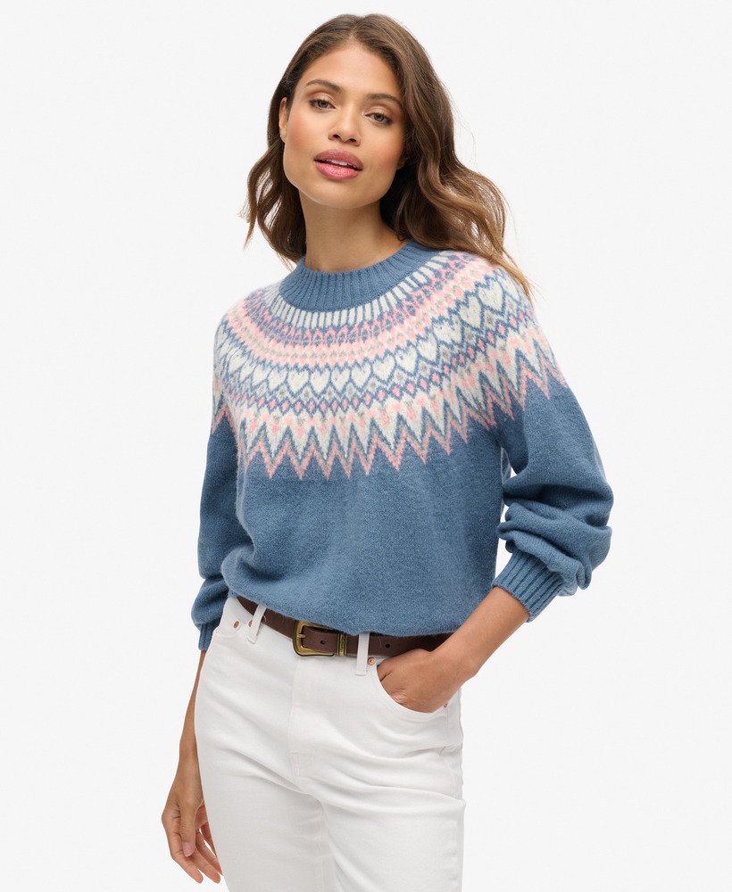 slouchy trui met patroon in ecru multi