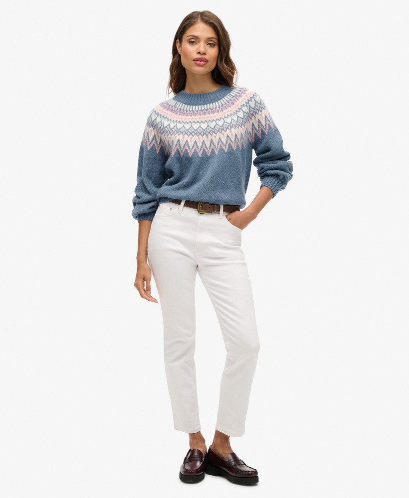 slouchy trui met patroon in ecru multi