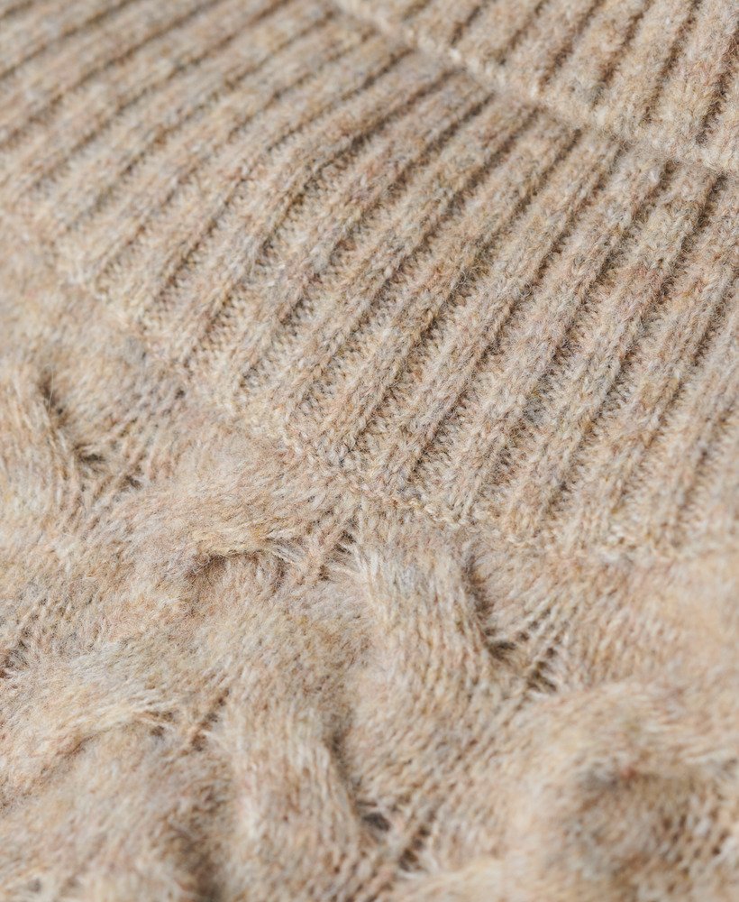 lichtgewicht kabeltrui met rolkraag in beige twist