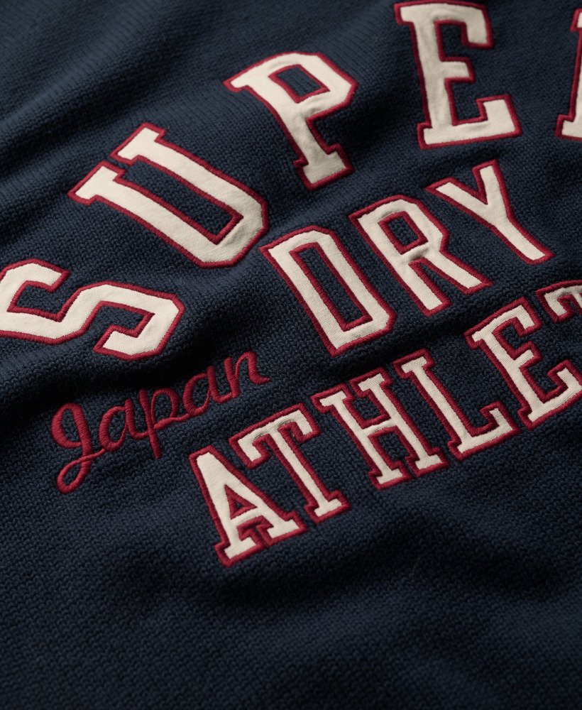 slouchy gebreide trui met print in diepblauw