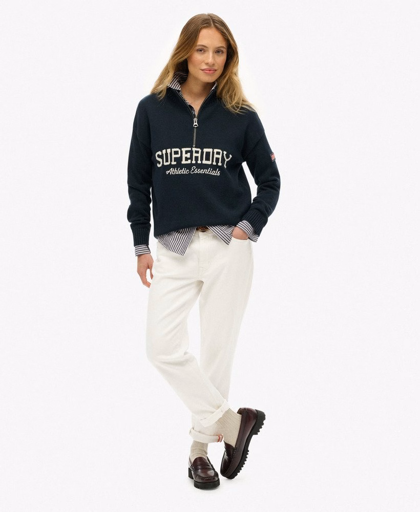 Slouchy Graphic Half Zip Jumper