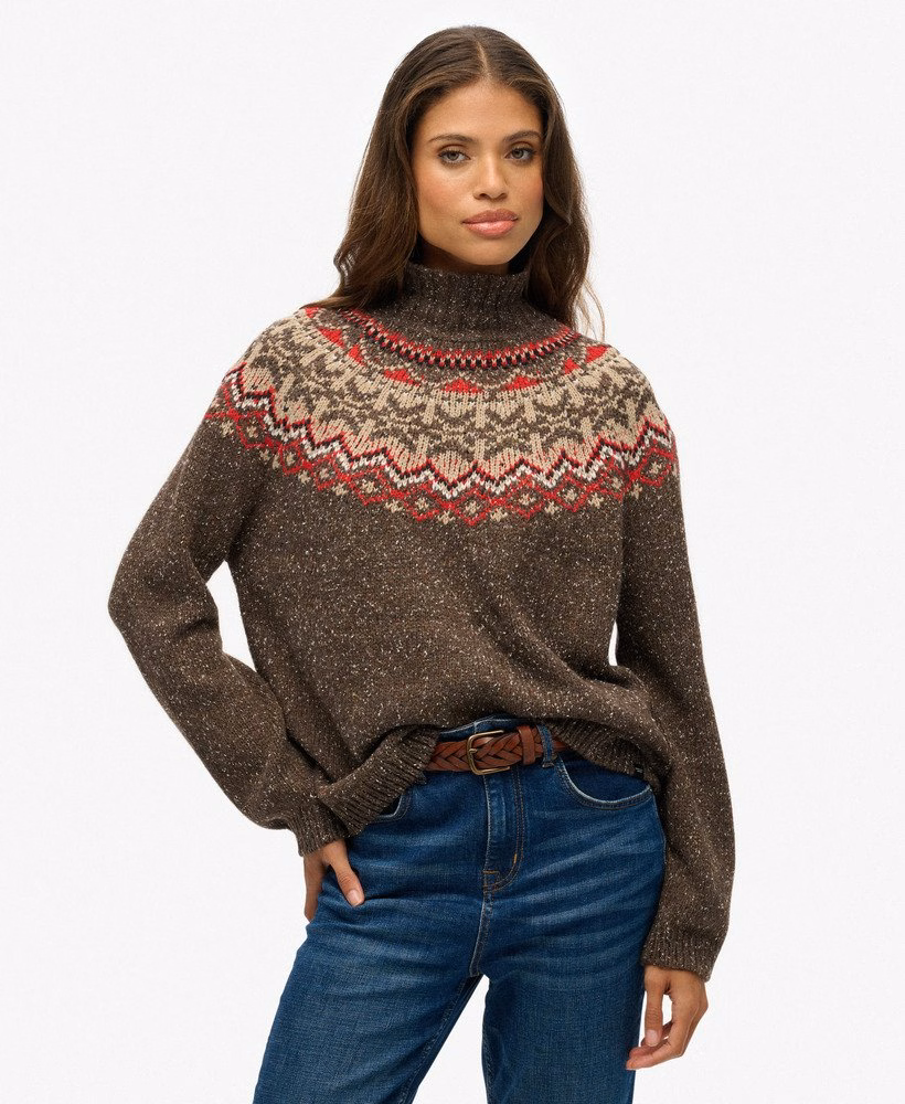 Fairisle trui met hoge hals