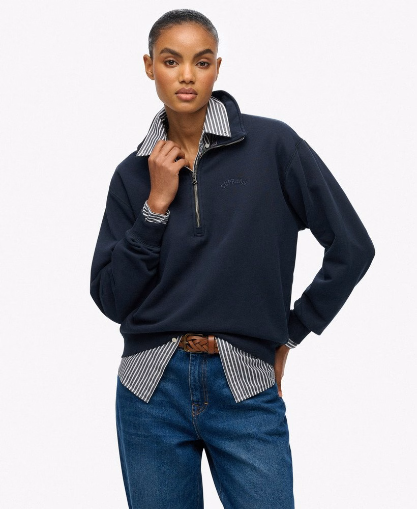 Essential Logo Garment Dye Half Zip Sweatshirt