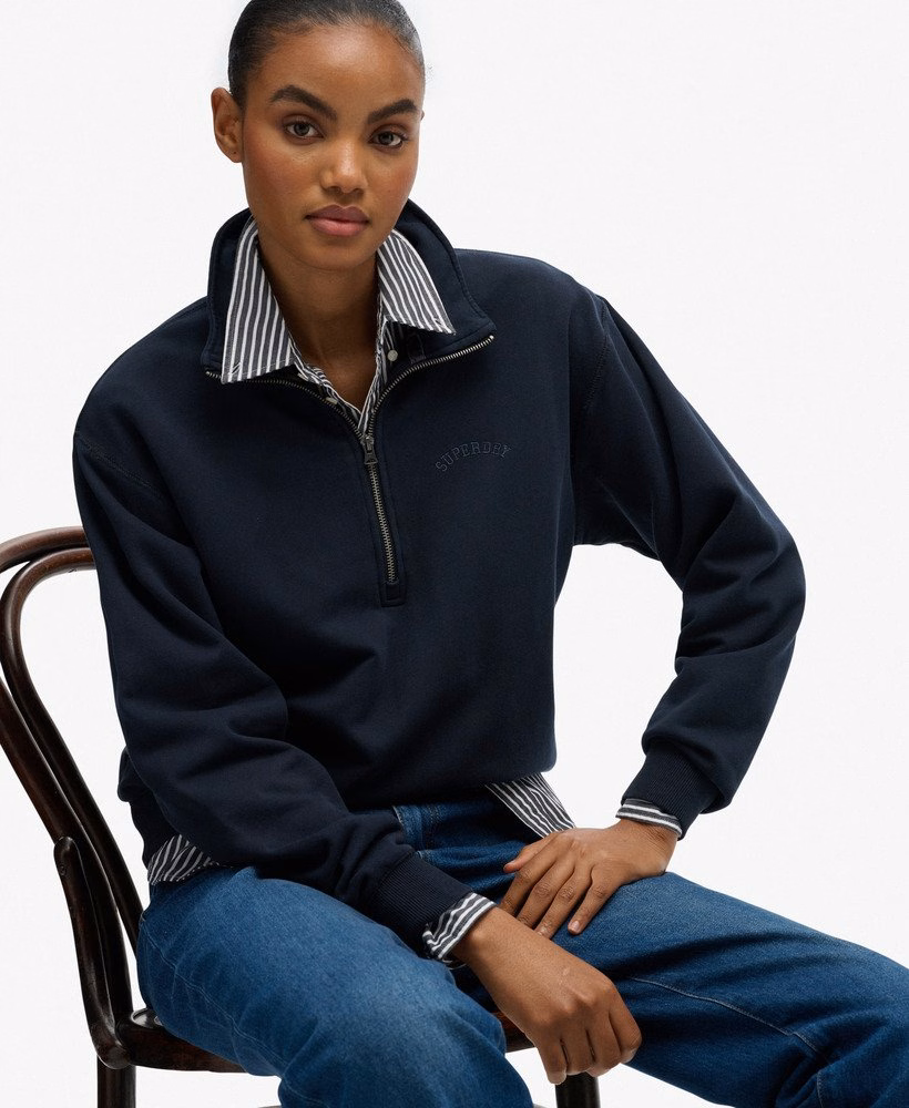 Essential Logo Garment Dye Half Zip Sweatshirt